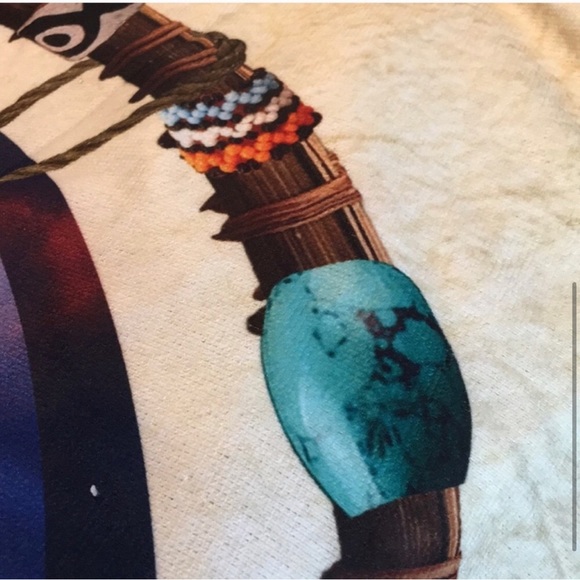 Round Beach Towel “Dreamcatcher Wolf 🐺 Tribal Print” 60” NWOT - Picture 4 of 8